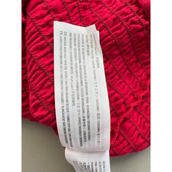 Hollister Smocked Crop Top Size Small Red Ruffled Straps Ruched Beach Surf - Picture 8 of 10